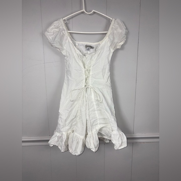 Urban Outfitters White Heidi Corset Flowy Mini Dress Medium Boho Fairy Cottage - Picture 3 of 11